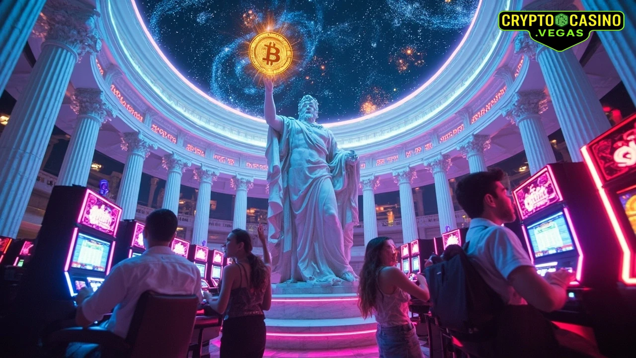 Crypto Caduceus: Neon Olympus - AI Generated Crypto Casino NFT Art