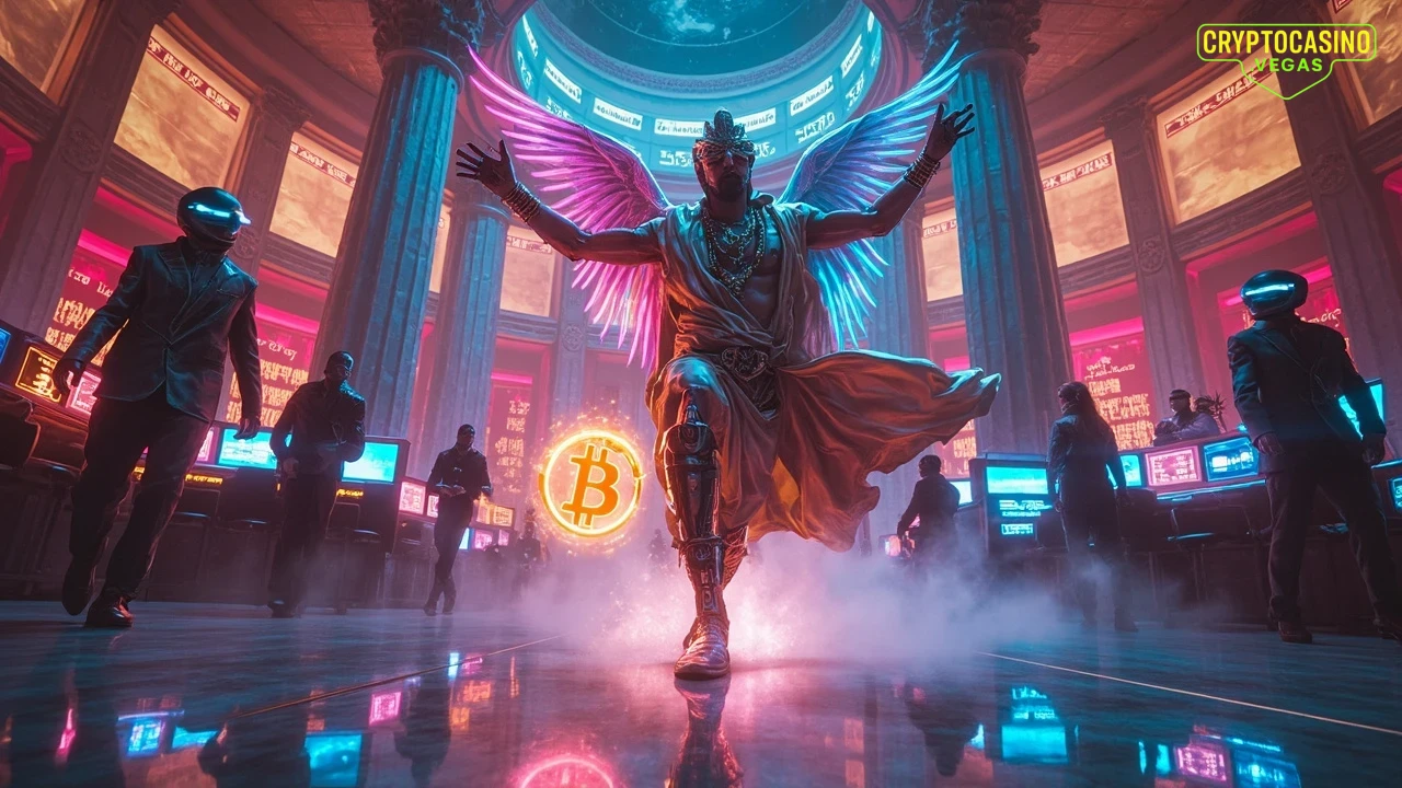 Neon Olympus: The Crypto Chase - AI Generated Crypto Casino NFT Art