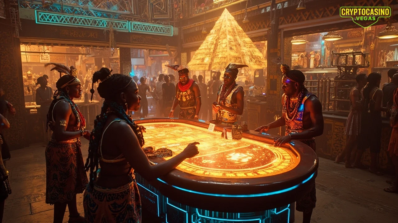 Tribal Decentralization: Neon GambleFi - AI Generated Crypto Casino NFT Art