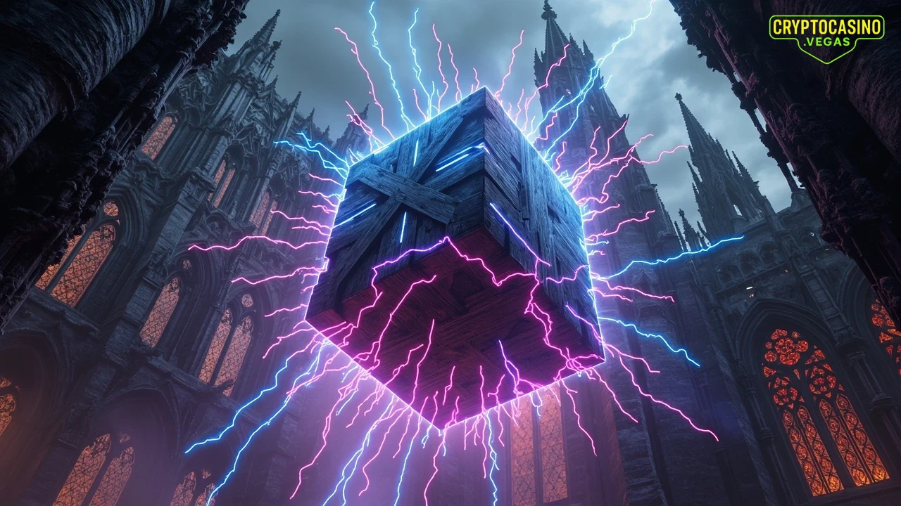 Breaking Chains: Neon Gothic Revival - AI Generated Crypto Casino NFT Art