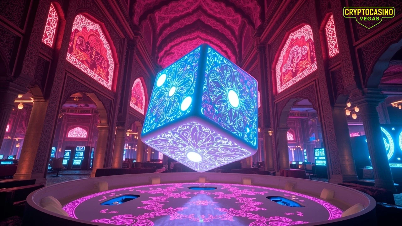 Neon Mughal Crypto-Dice Casino - AI Generated Crypto Casino NFT Art