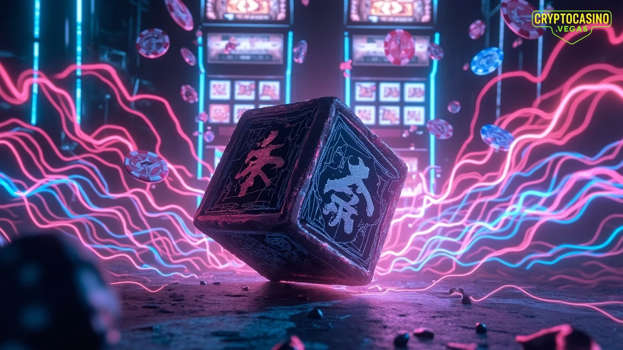 Neon Roll of Ancient Odds - AI Generated Crypto Casino NFT Art