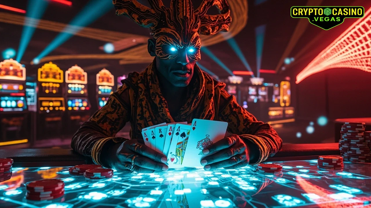 Tribal Neon Gamble - AI Generated Crypto Casino NFT Art